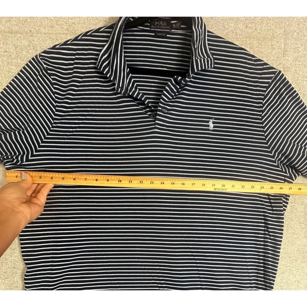 Polo Ralph Lauren Polo Shirt Mens XXL Navy Striped Classic Fit